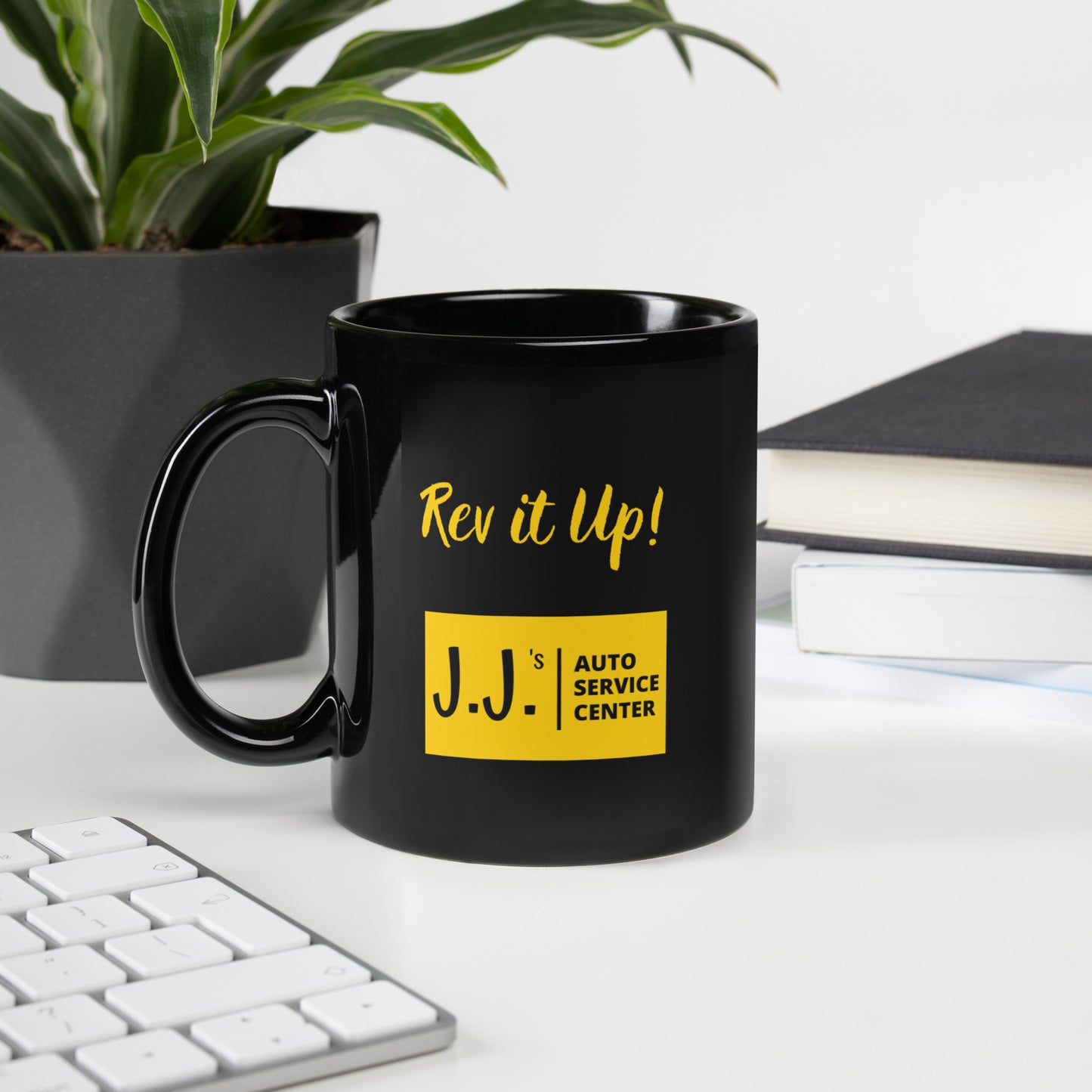 J.J.'s "Rev it Up!" Coffee Mug, Black